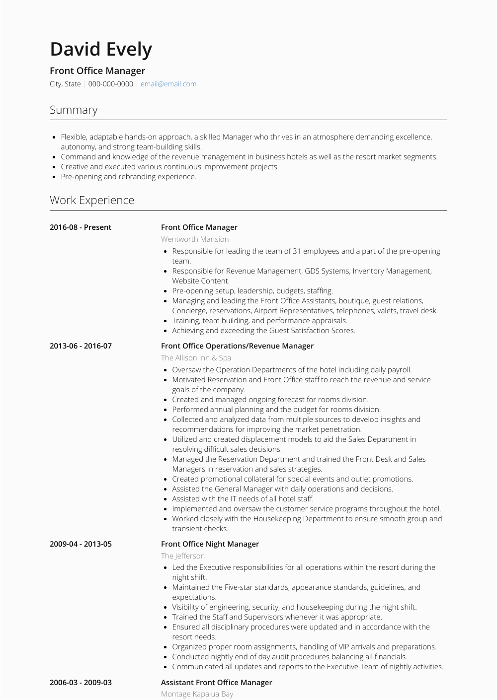 Front Office Manager at Hotel Sample Resume 50 Hotel Front Desk Manager Resume Addictips