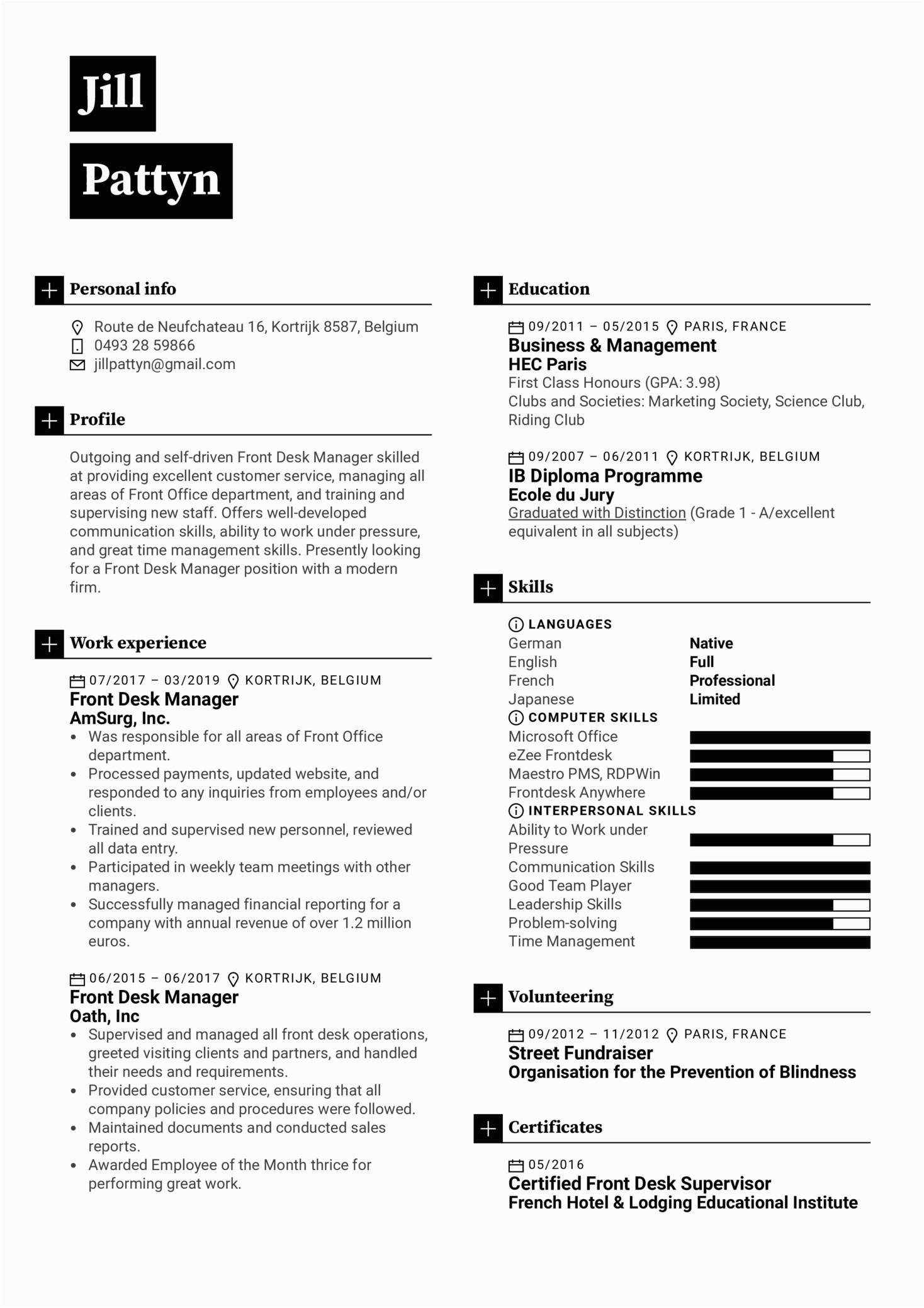 Front Office Manager Job Resume Sample Front Desk Manager Resume Sample