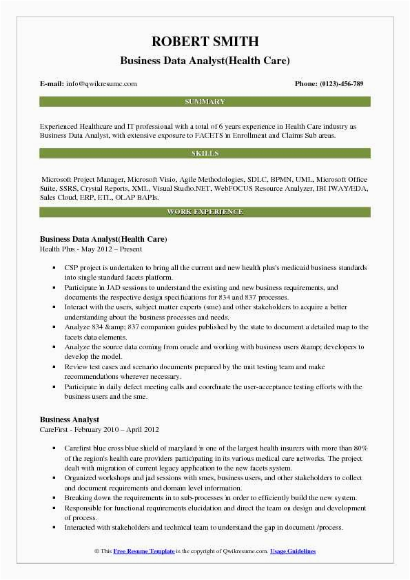 Helathcare Business Analyst with Etl solutions Sample Resumes Business Data Analyst Resume Samples