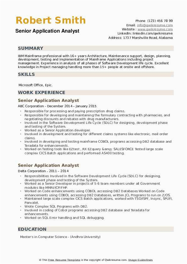 Helathcare Business Analyst with Etl solutions Sample Resumes Senior Application Analyst Resume Samples