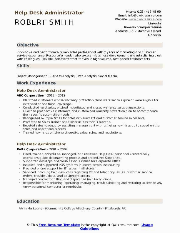 Help Desk Administrator Resume Sample Entry Level Resume Help Desk Administrator Resume Samples