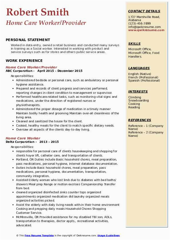 In Home Care Entrepreneur Resume Sample Home Care Worker Resume Samples