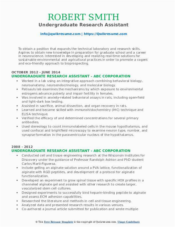 Including Undergraduate Research assistant Resume Sample Undergraduate Research assistant Resume Samples