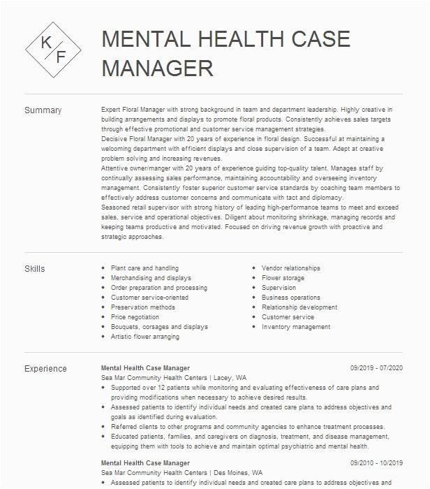 Mental Health Case Manager Resume Sample Mental Health Case Manager Resume Example Sea Mar Munity Health