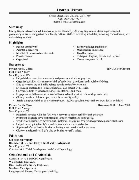 Nanny Resumes Samples I Can Copy and Paste 10 Resumes Ideas