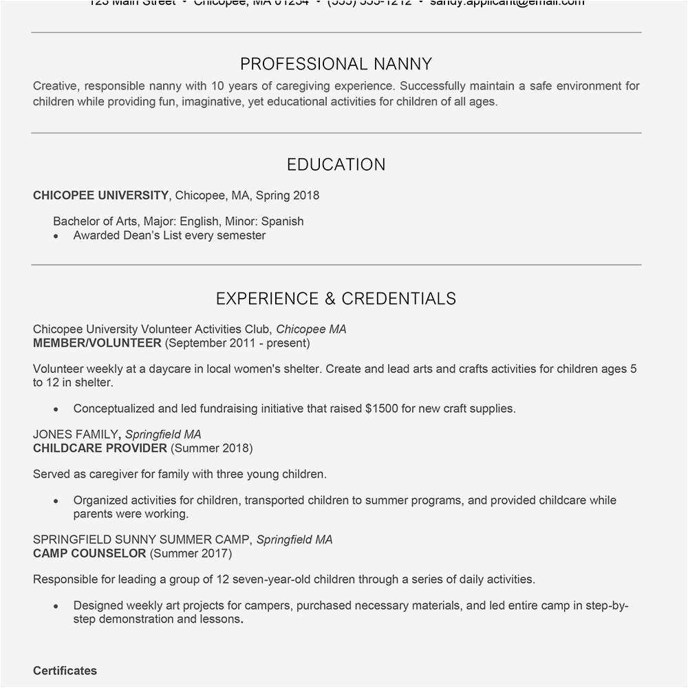 Nanny Resumes Samples I Can Copy and Paste Nanny Resume and Cover Letter Examples