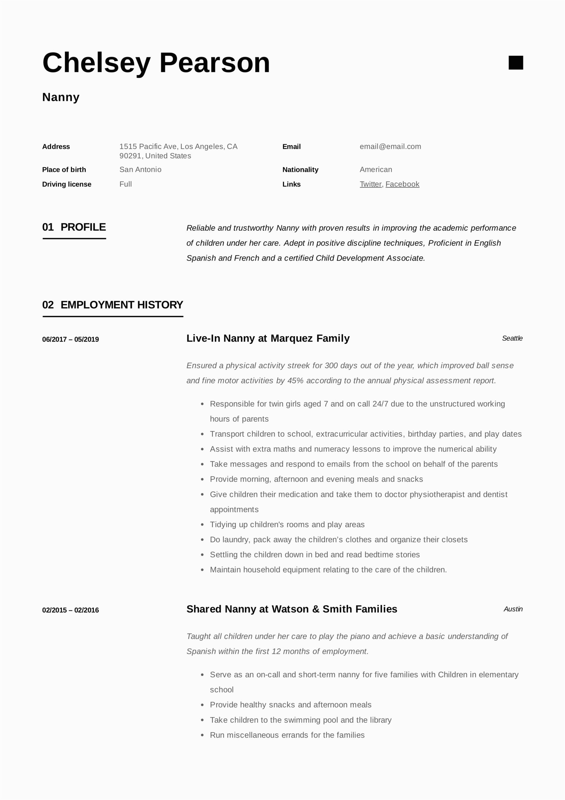 Nanny Resumes Samples I Can Copy and Paste Nanny Resume & Writing Guide 12 Template Samples