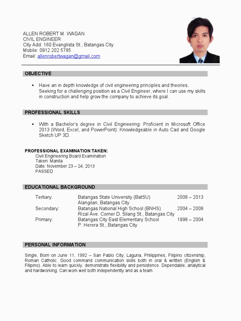 One Page Resume Sample for Fresh Graduate Sample Resume for Fresh Graduate