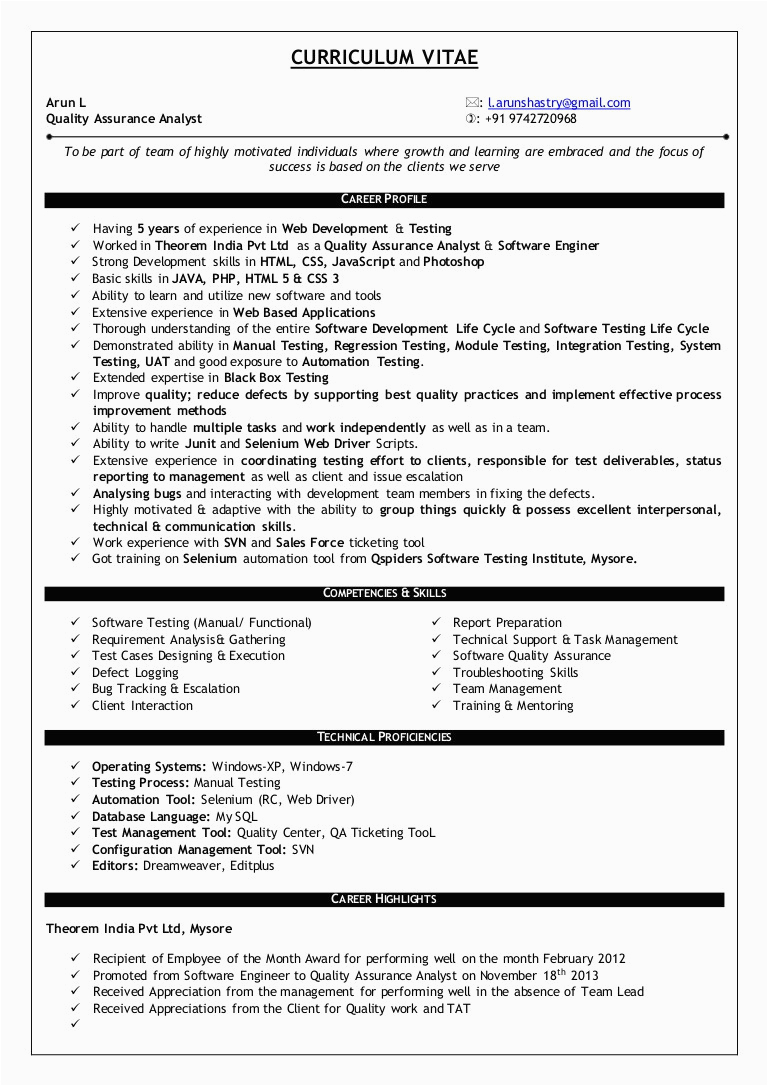 One Page Resume Samples for 5 Years Of Experience Engineer Resume 5 Years Experience