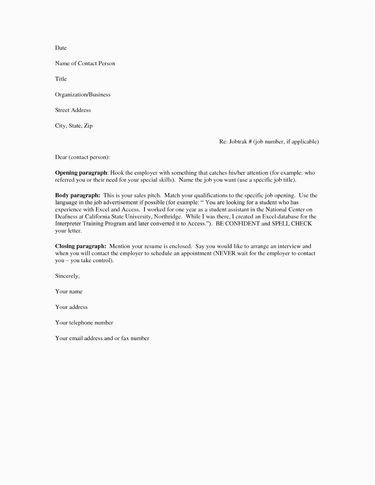 Printable Sample Cover Letter for Resume Free Cover Letter Samples for Resumes