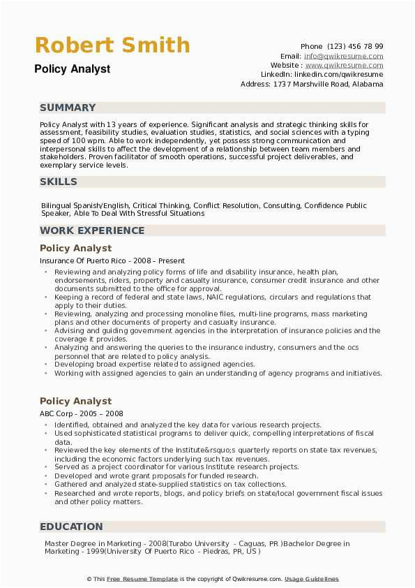 Resume Sample for Political Science Job Policy Analyst Resume Samples
