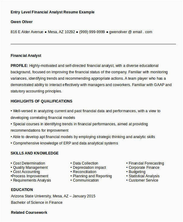 Resume Samples Financial Analyst Entry Level 23 Finance Resume Templates Pdf Doc