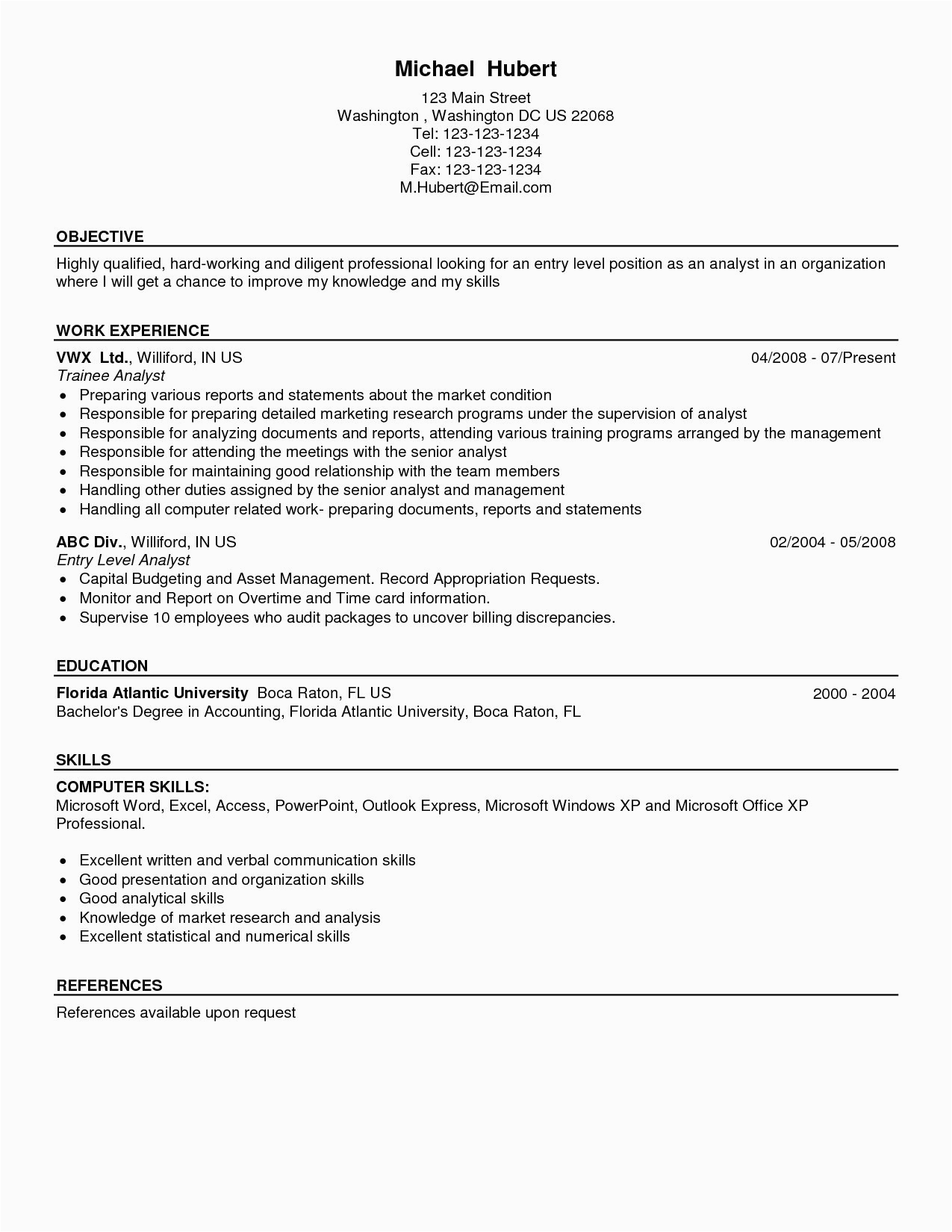 Resume Samples Financial Analyst Entry Level Entry Level Financial Analyst Resume