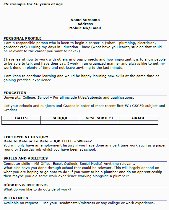 Resume Samples for 18 Year Olds Cv Template 18 Year Old Cvtemplate Template