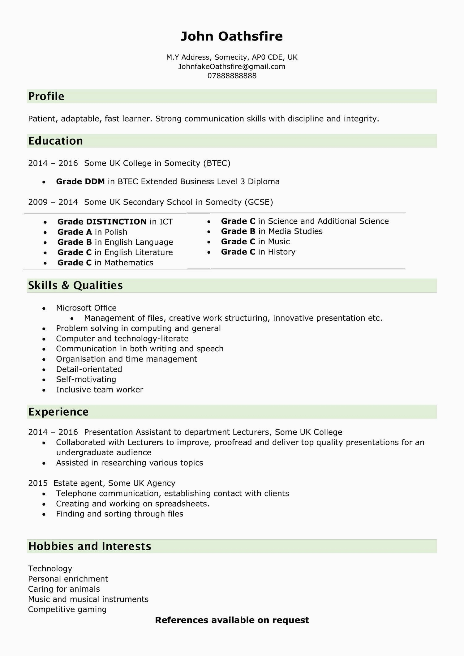 Resume Samples for 18 Year Olds Resume Of An 18 Year Old Looking for Critique On Updated Cv Follow Up