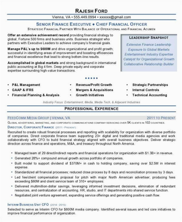 Resume Samples for Experienced Finance Professionals 28 Finance Resumes In Pdf