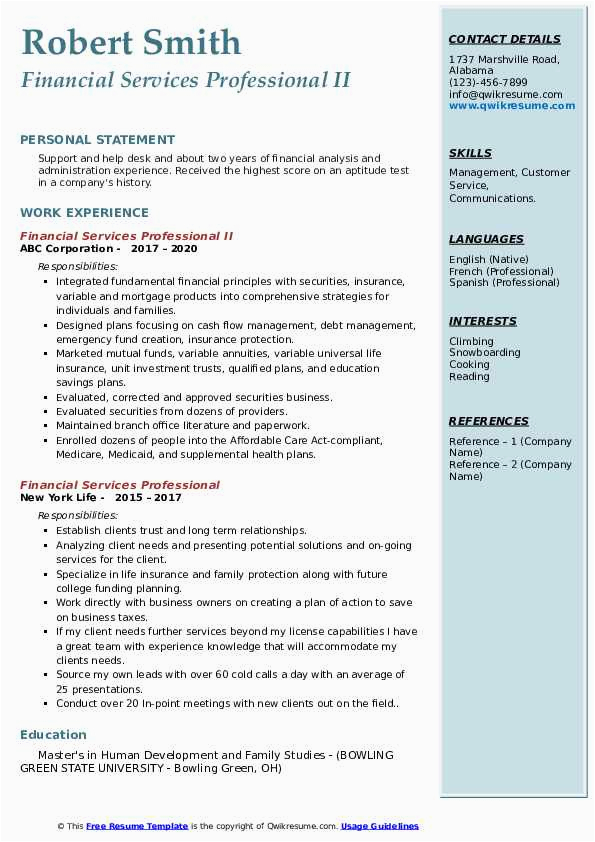 Resume Samples for Experienced Finance Professionals Financial Services Professional Resume Samples