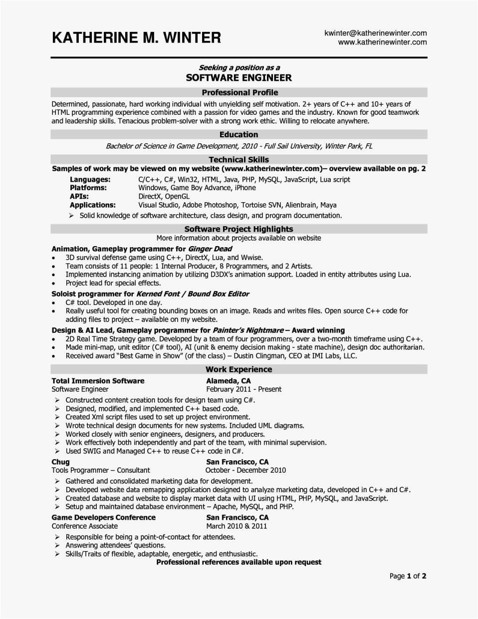 Resume Samples for Experienced software Professionals Inspirational Experience Resume format for software Developer In 2020