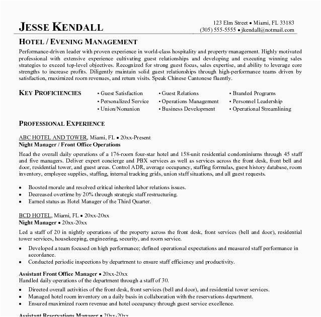 Resume Samples for Those In Hospitality Industry Sample Resume Hospitality Industry Restume