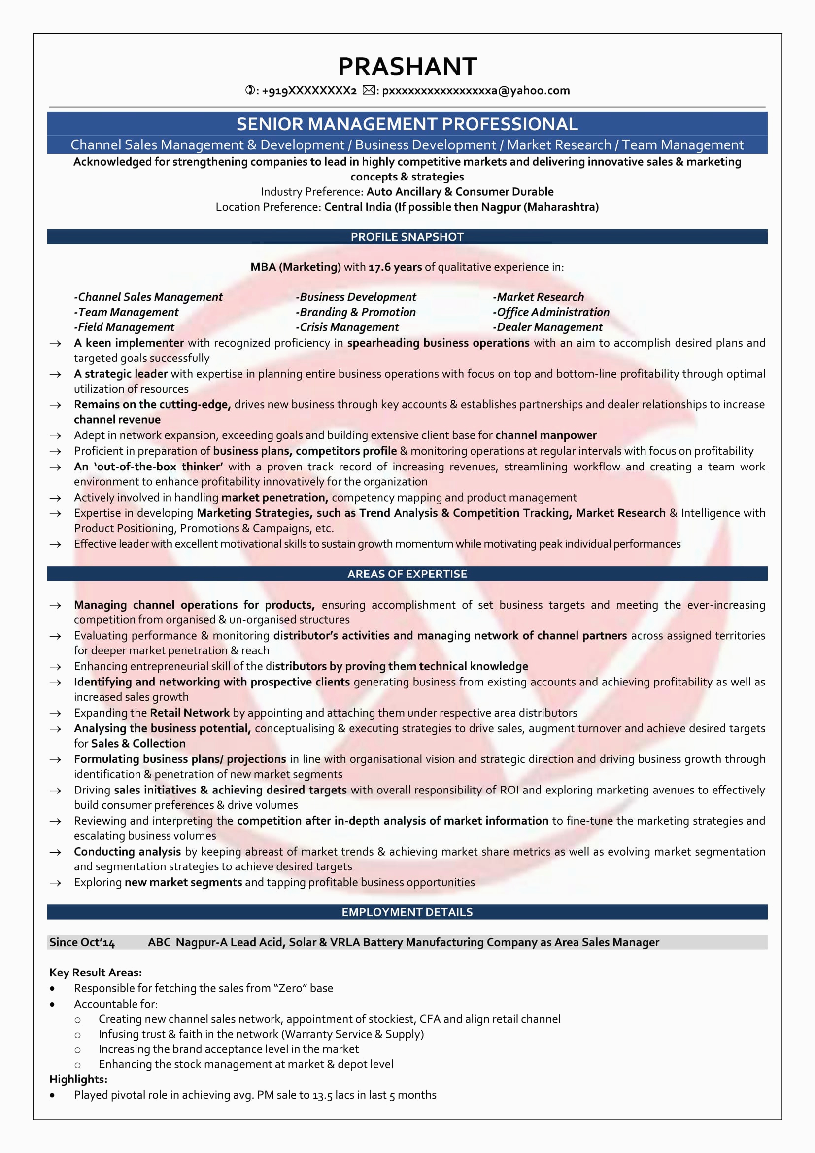 Sales and Marketing Resume Sample India Resume for Sales and Marketing In India Marketing Resume Example