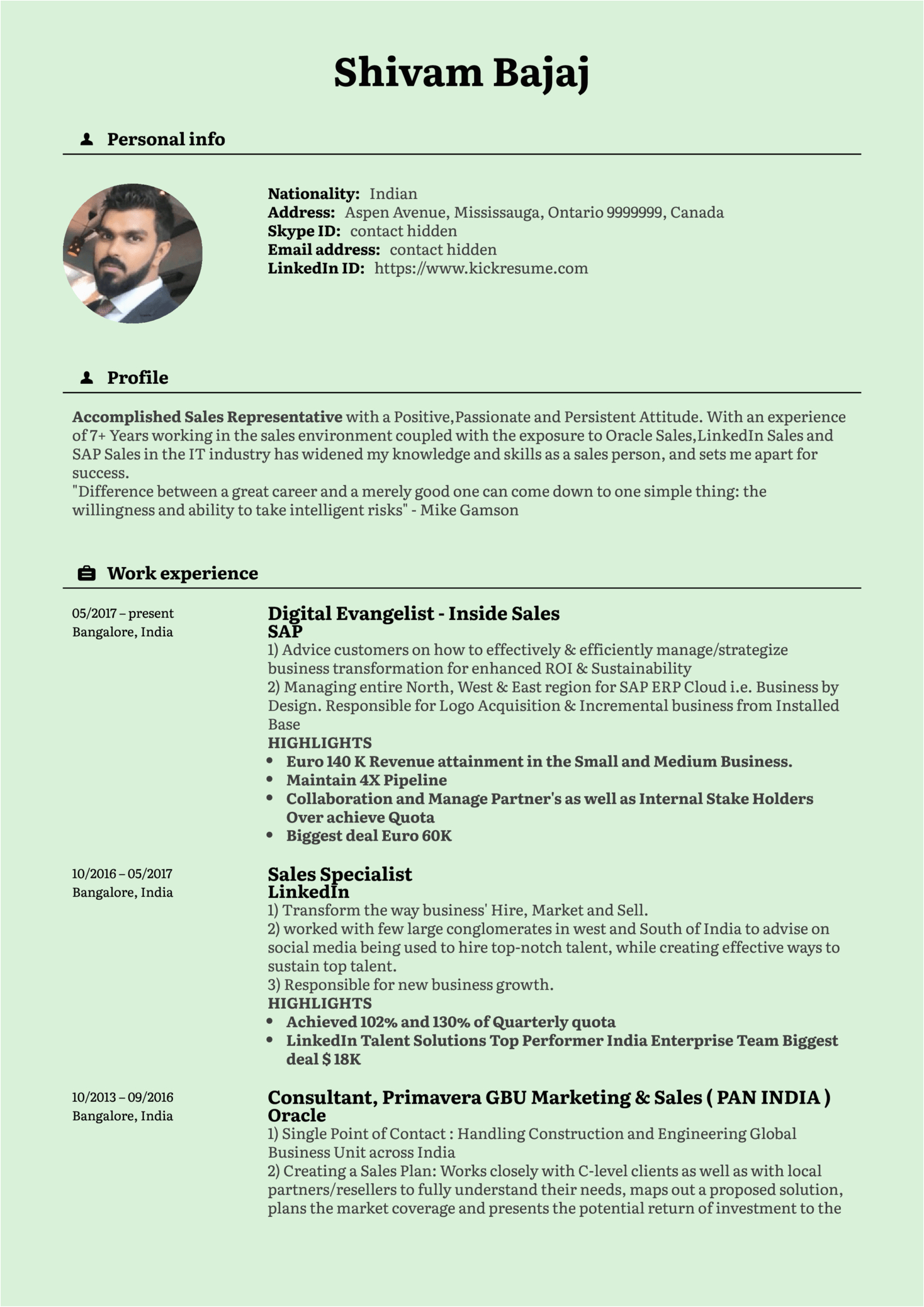 Sales and Marketing Resume Sample India Resume format for Sales Manager In India