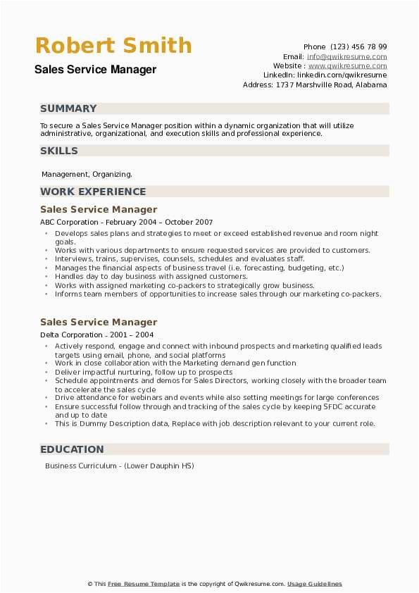 Sales and Service Manager Resume Sample Sales Service Manager Resume Samples