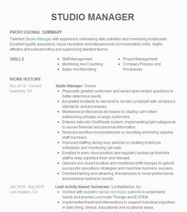 Sales associate orangetheory Fitness Resume Sample Studio Manager Resume Example Shutterfly Inc orem Utah
