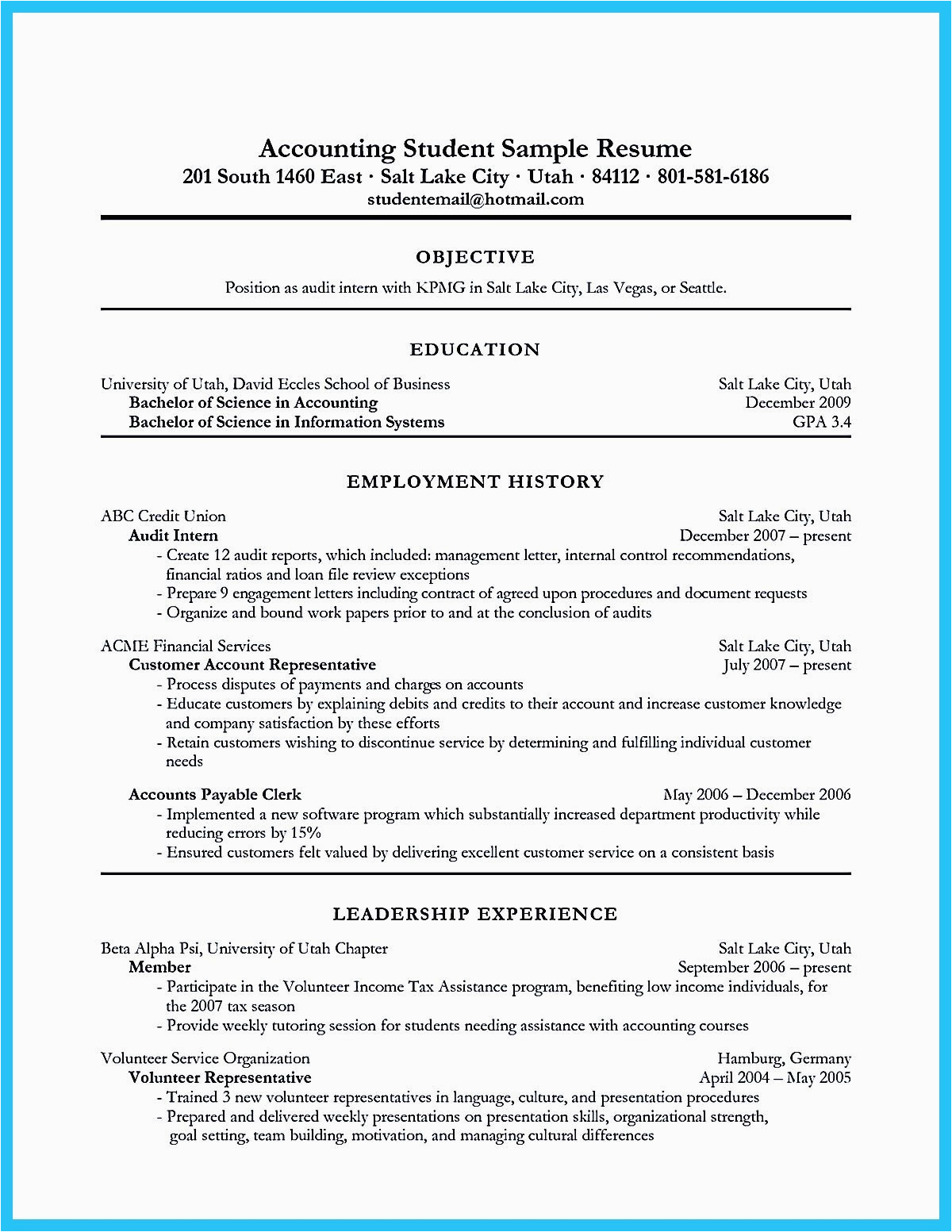 Sample Accounting Resume with No Experience Student Resume with No Experience Examples