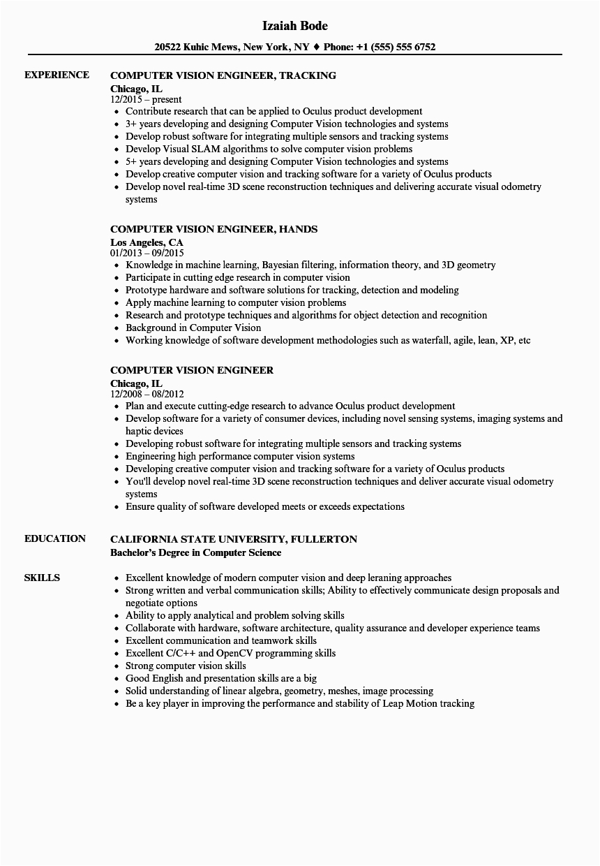 Sample Computer Vision Resumes Entry Level Machine Learning Engineer Resume Quantum Puting