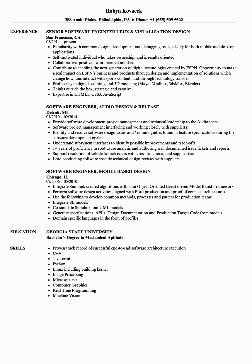 Sample Computer Vision Resumes Entry Level Puter Vision Engineer Resume