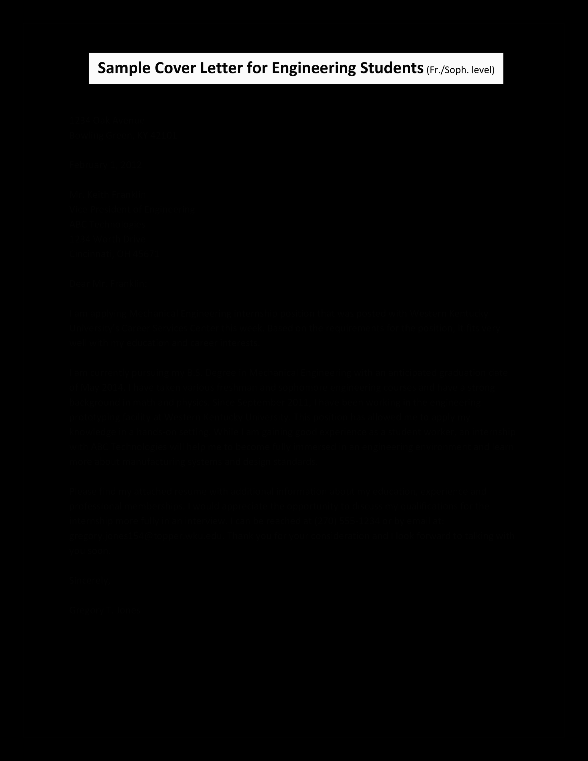 Sample Cover Letter for Resume Internship Engineering Internship Resume Cover Letter