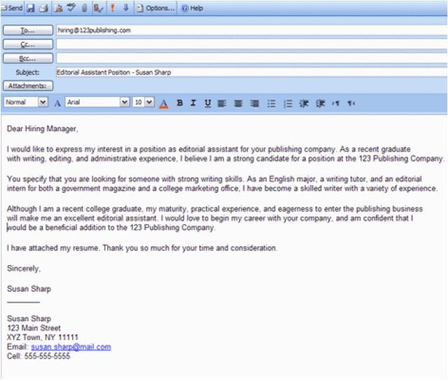 Sample Email Body for Sending Resume and Cover Letter Best formats for Sending Job Search Emails