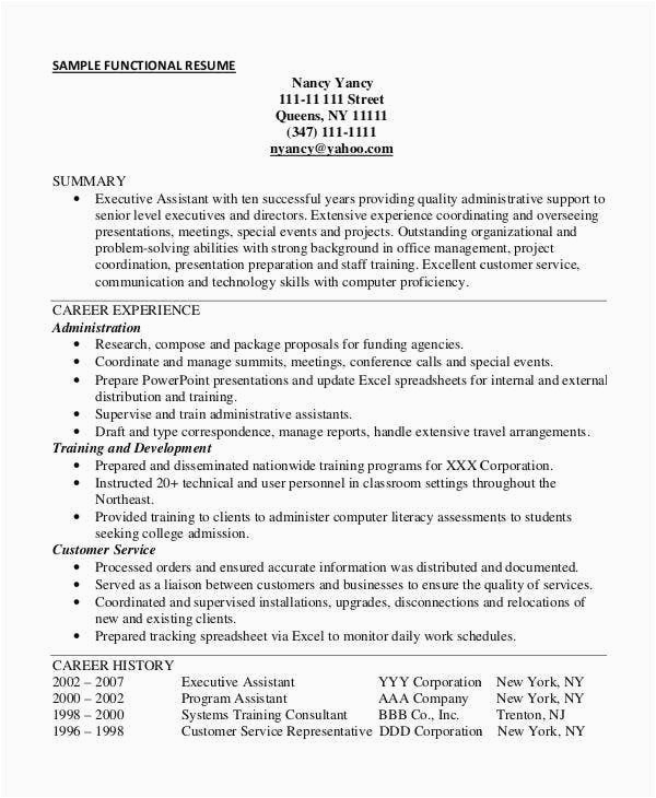 Sample Functional Resume for Executive assistant 25 Free Executive Resume Templates Pdf Doc