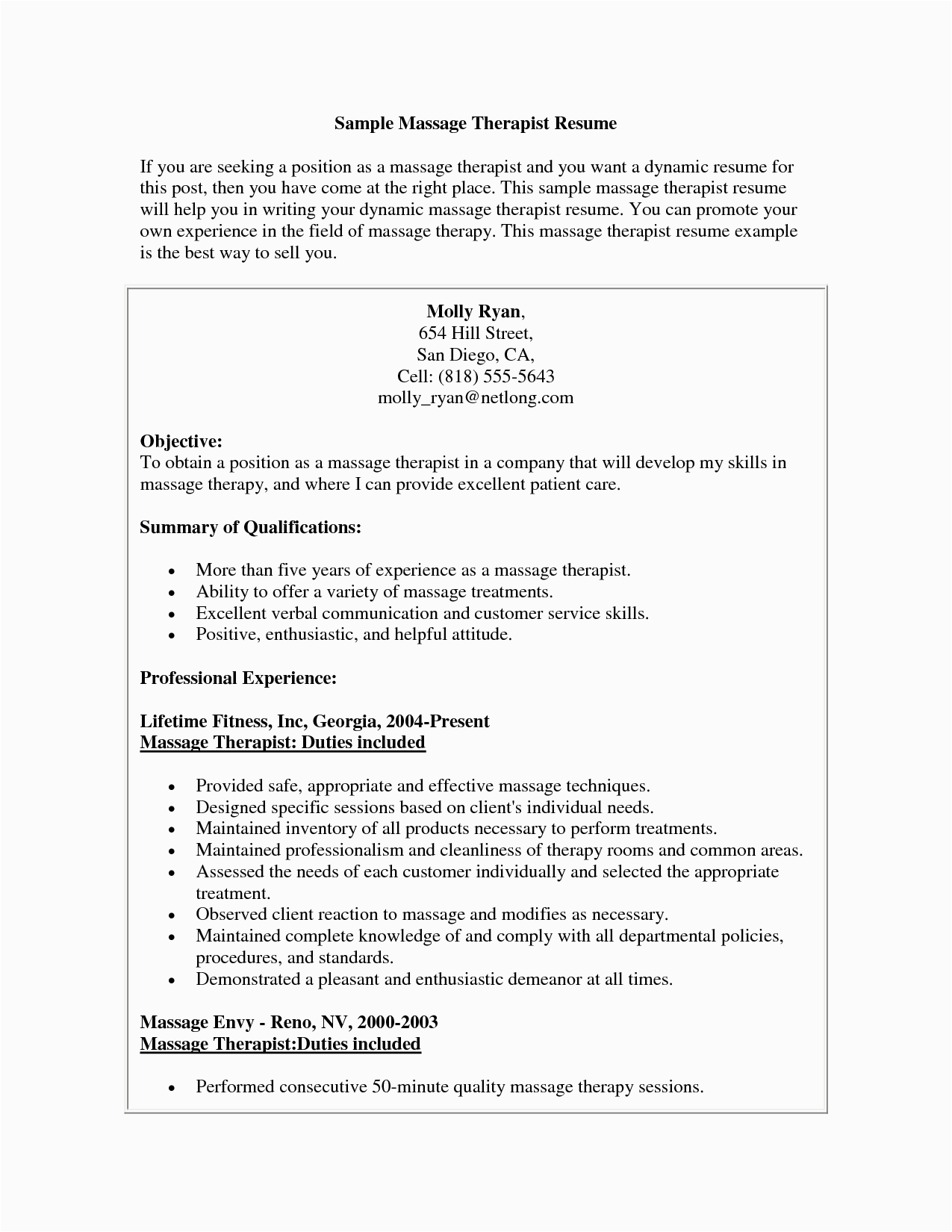 Sample Functional Resume for Massage therapist 😂 Massage therapist Cv Massage therapist Resume Samples Examples
