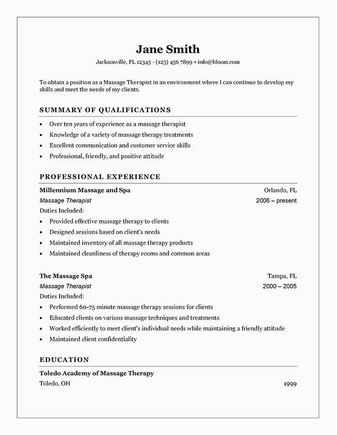 Sample Functional Resume for Massage therapist Massage therapy Resume Template Awesome Get the Most Out Your