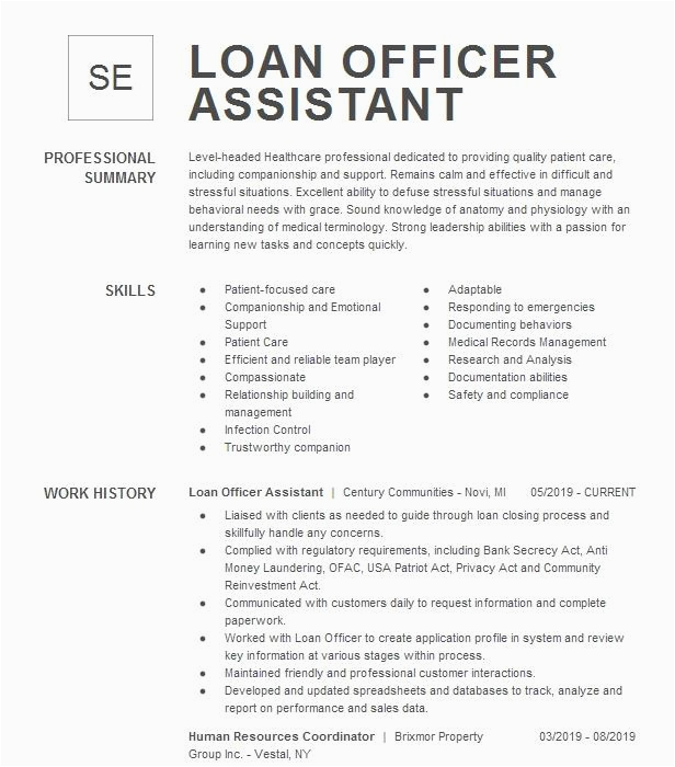 Sample Loan Officer Resume Live Career Loan Ficer assistant Resume Example assistant Resumes