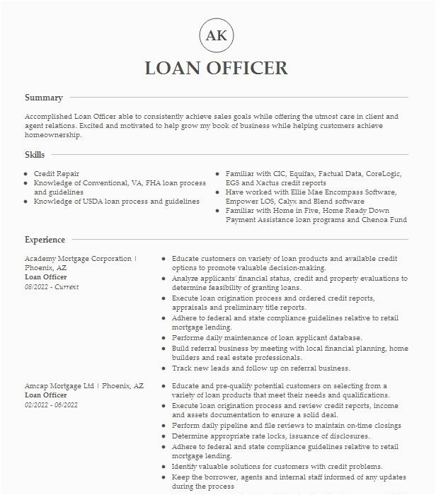 Sample Loan Officer Resume Live Career Loan Ficer Resume Example Pany Name Milwaukee Wisconsin