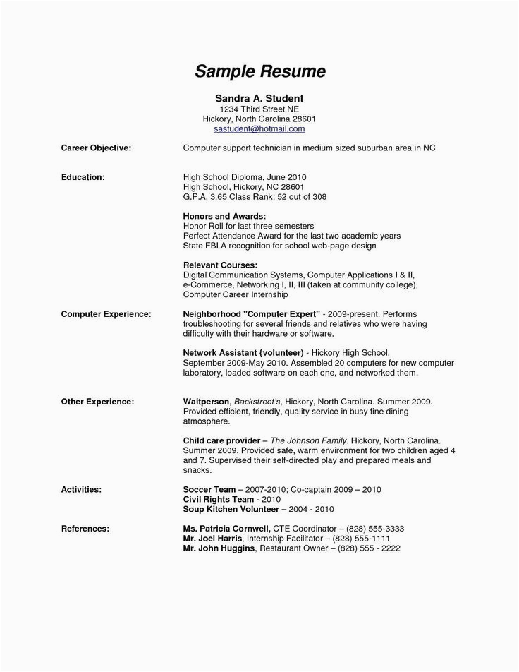 Sample Objectives for High School Resume High School Graduate Resume Template Download – Resume Simple Templates