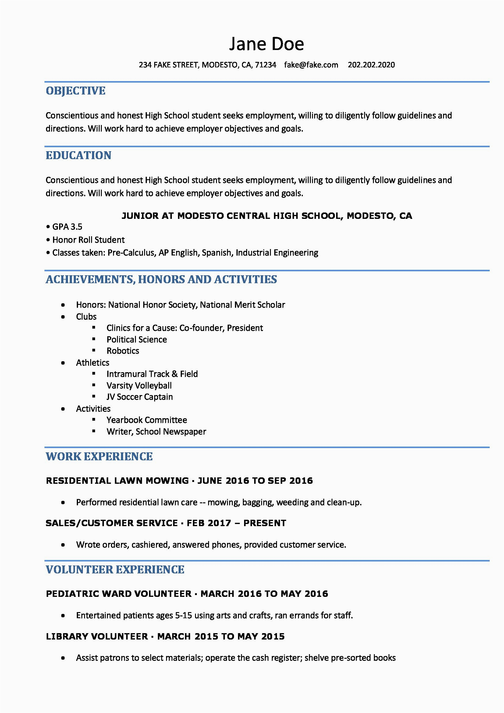 Sample Objectives for High School Resume Resume High School Student New High School Resume High School Resume