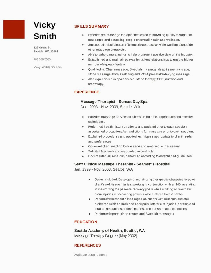 Sample Objectives for Massage therapist Resume Resume for Massage therapist with No Experience