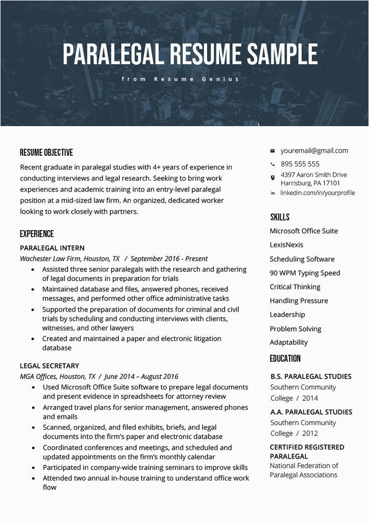 Sample Of Entry Level Paralegal Resume 25 Entry Level Paralegal Resume In 2020