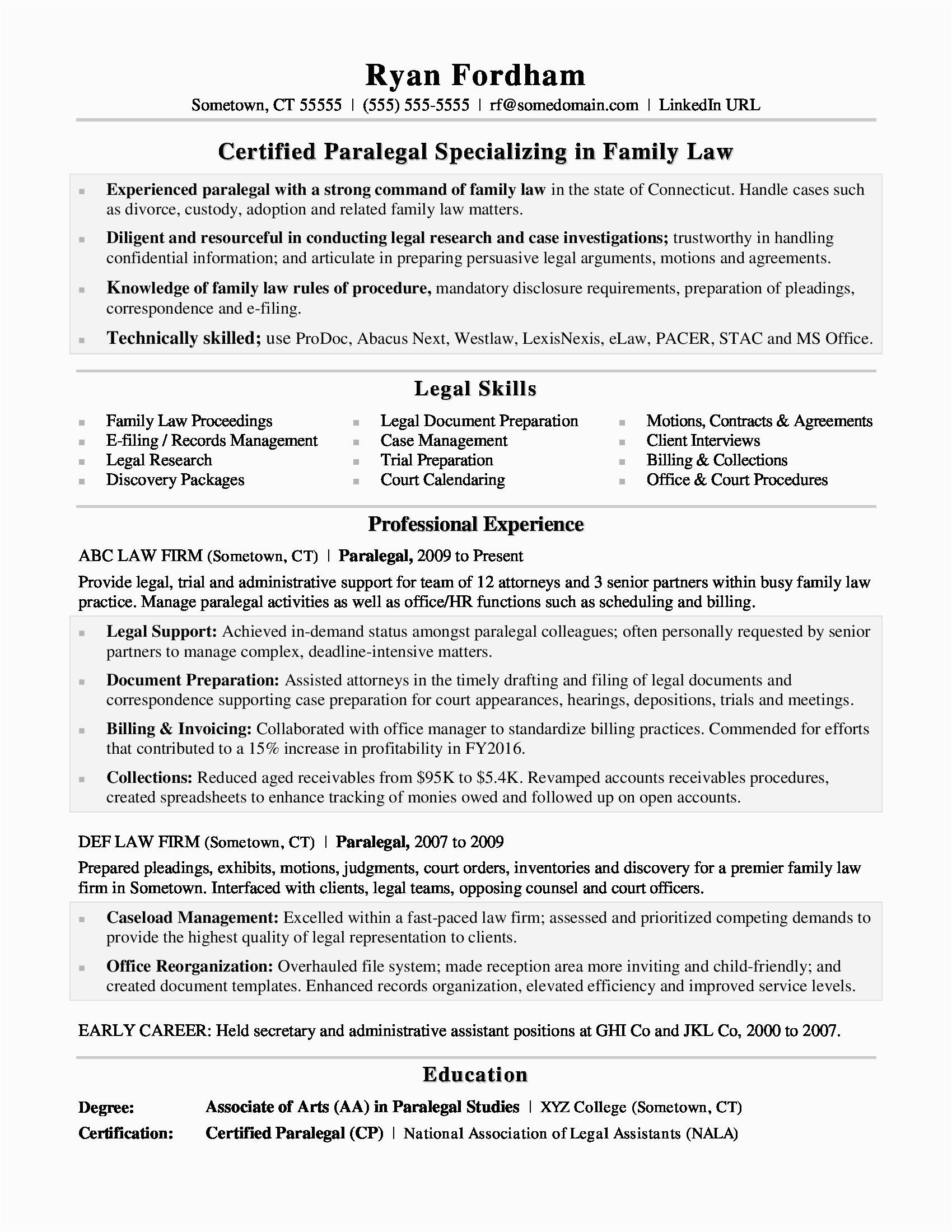 Sample Of Entry Level Paralegal Resume Entry Level Paralegal Resume Mryn ism