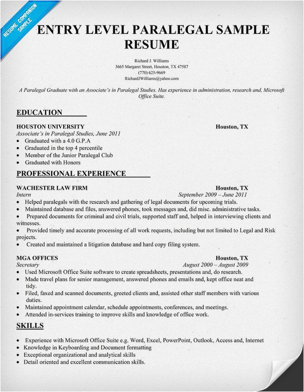 Sample Of Entry Level Paralegal Resume Entry Level Paralegal Resume Sample Resume Panion Law Student