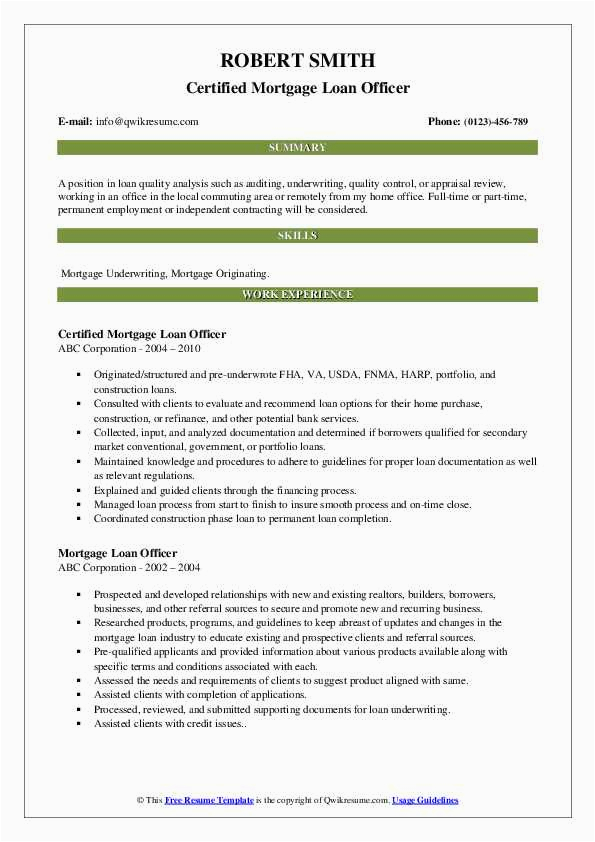 Sample Resume for A Mortgage Loan Officer Mortgage Loan Ficer Resume Samples
