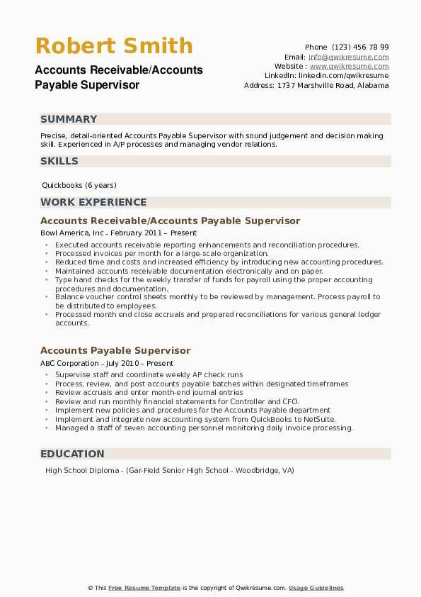 Sample Resume for Accounts Payable Supervisor Accounts Payable Supervisor Resume Samples