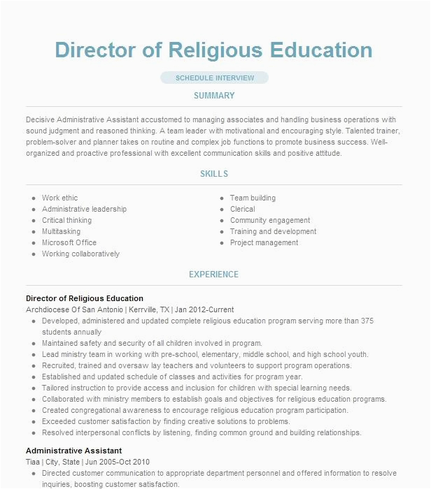 Sample Resume for Community College Religion Teacher Religious Education Director Resume Example Pany Name Chepachet