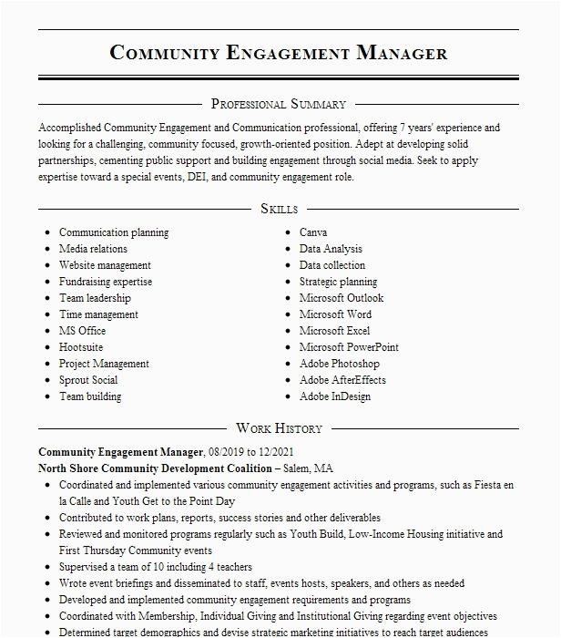 Sample Resume for Community Engagement Coordinator Munity Engagement Coordinator Resume Example Aurora Services