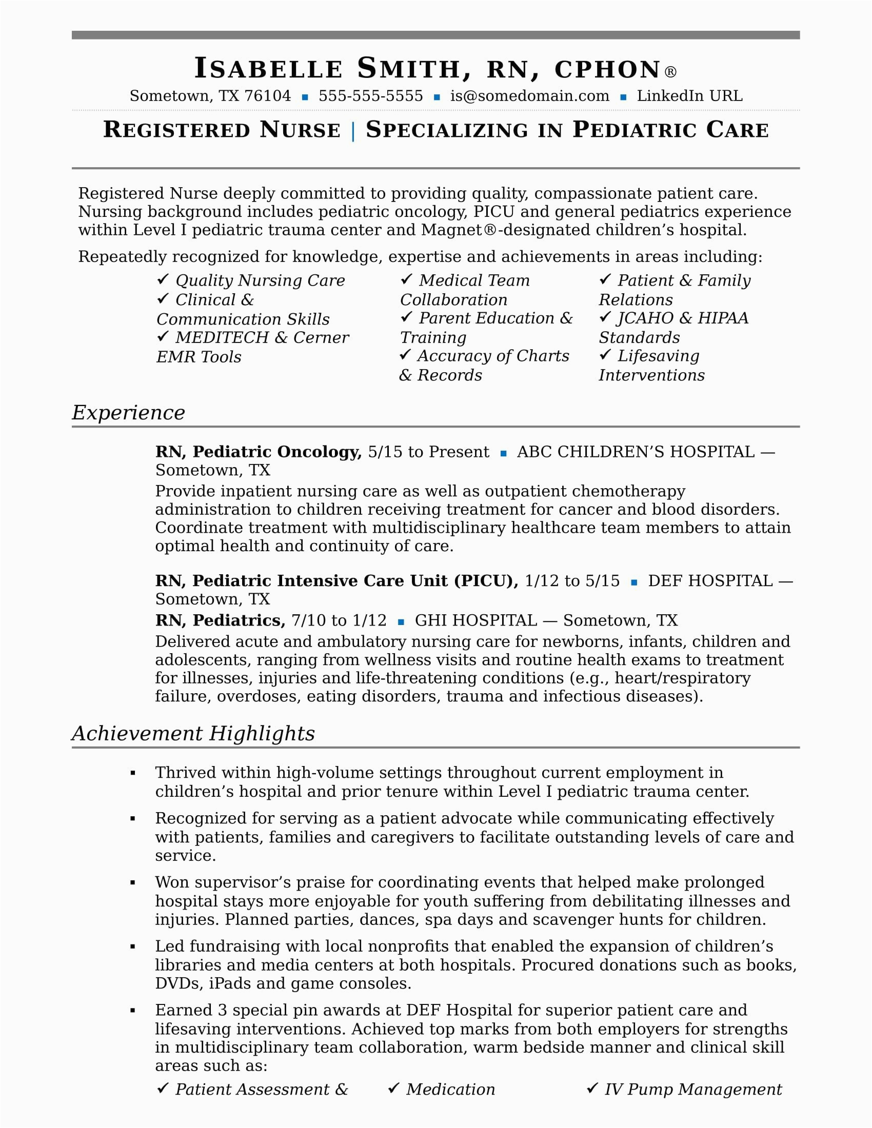 Sample Resume for Company Nurse with Job Description Nurse Resume Sample