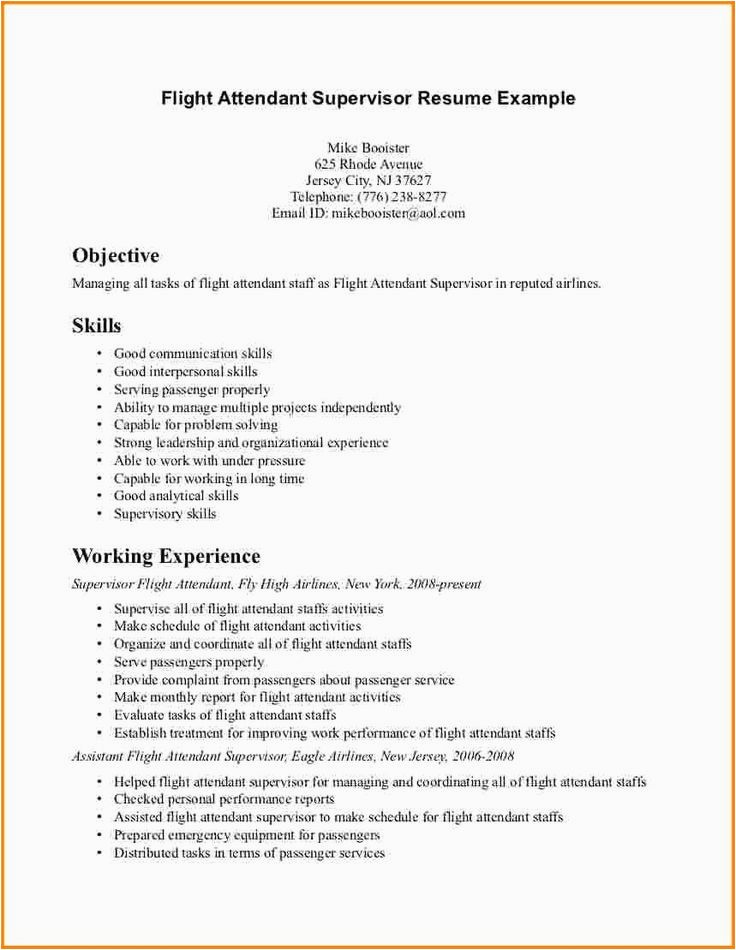 Sample Resume for Entry Level Flight attendant √ 20 Entry Level Flight attendant Resume In 2020