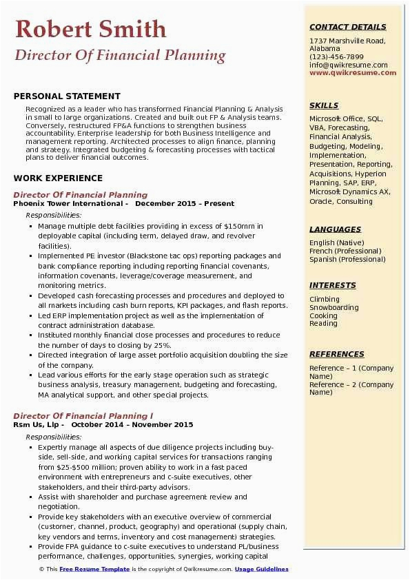 Sample Resume for Financial Planning and Analysis Pin On Best Resume 2020